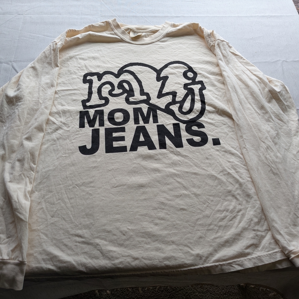 Mom Jeans Band Merch Comfort Colors Cream Crewneck Long Sleeve Tee